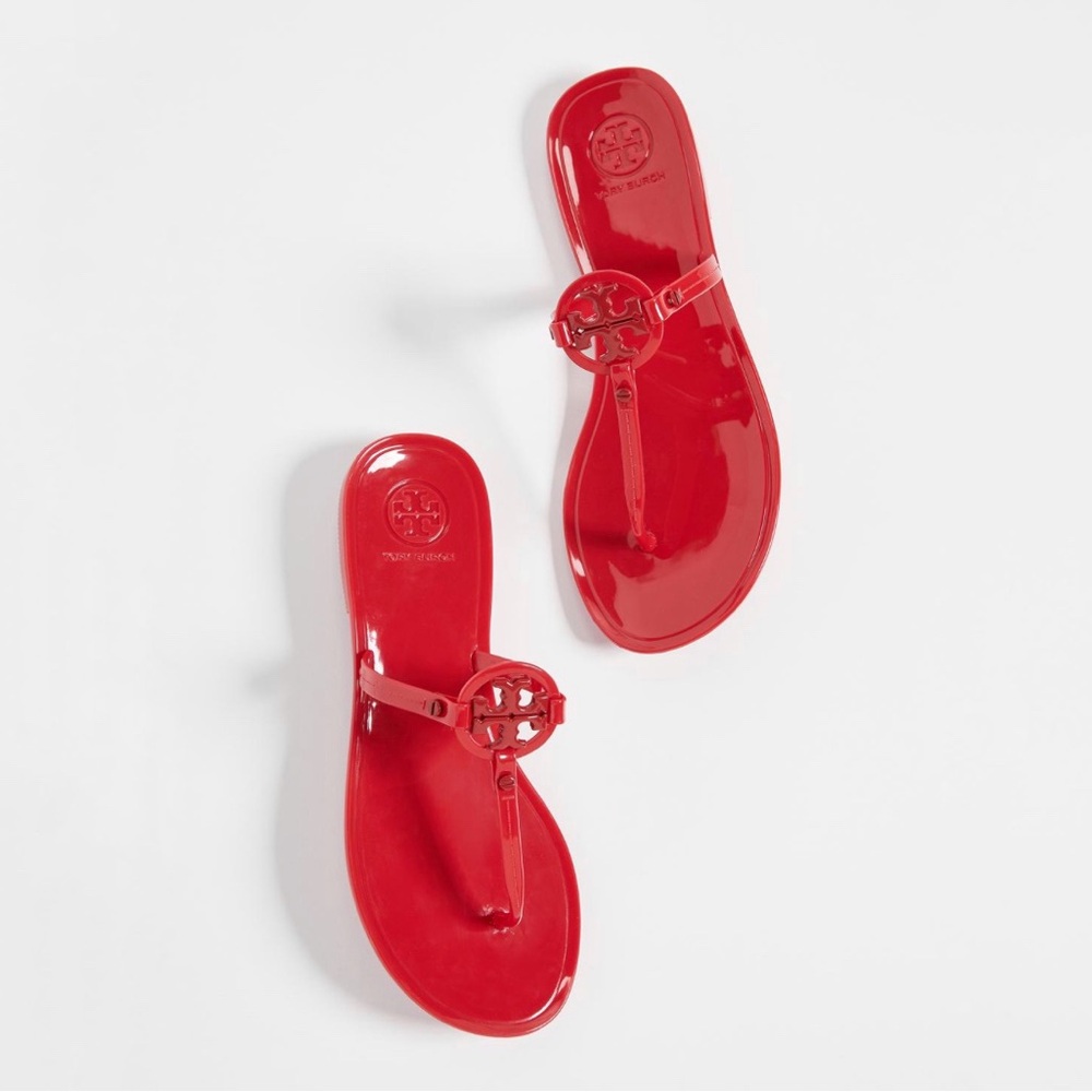 Tory Burch Red Patent Miller Thong Sandals